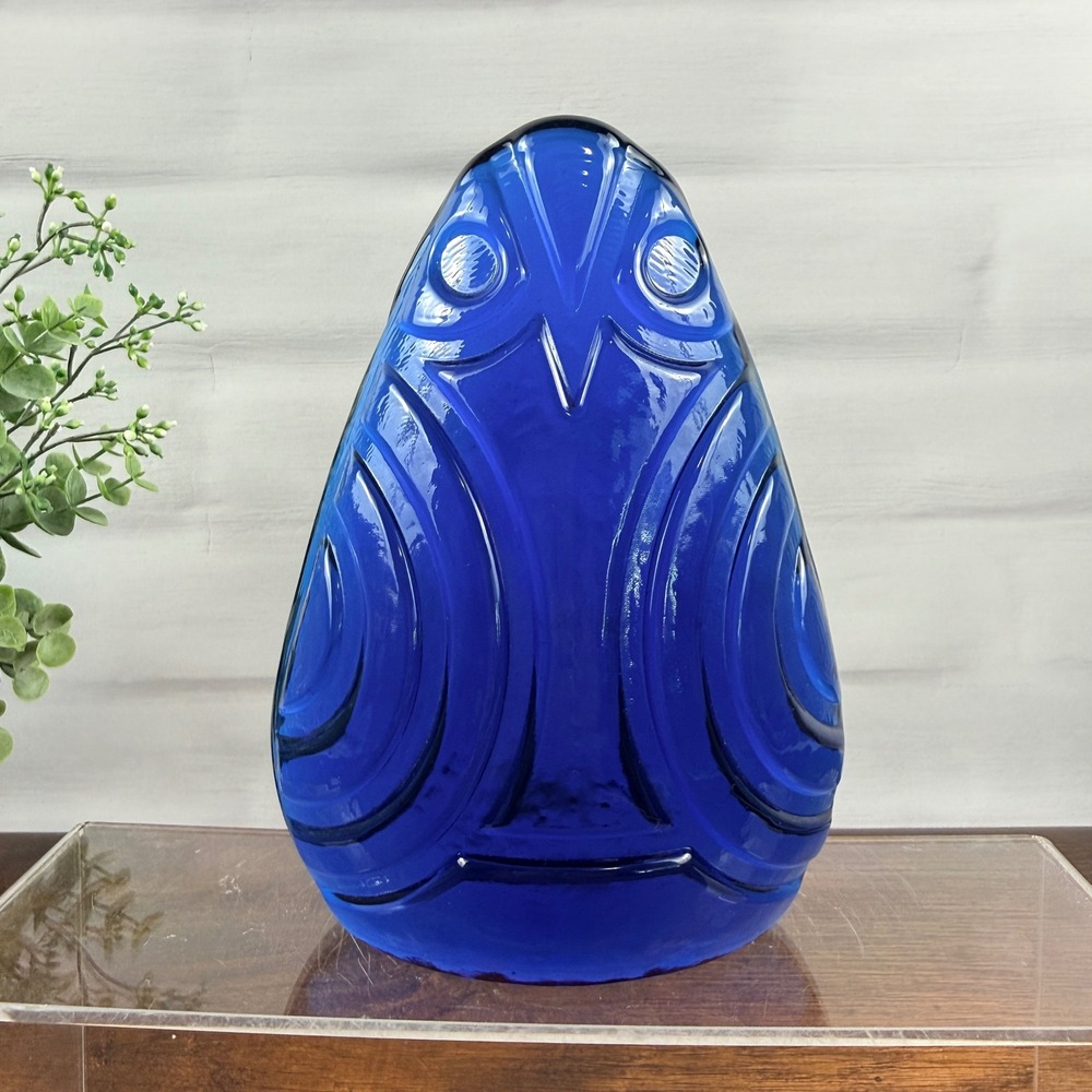 Blenko Don Pendleton 2024 Turquoise Owl Bookend Art Glass